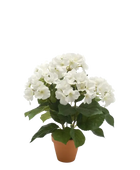 Künstliche Hortensie - Lennox auf transparentem Hintergrund mit echt wirkenden Kunstblättern. Diese Kunstpflanze gehört zur Gattung/Familie der "Hortensien" bzw. "Kunst-Hortensien".