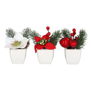 Künstliches Weihnachts-Arrangement - Brisu | 3 Stück | in weißer Schale