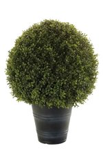 Künstlicher Buchsbaum - Lynn auf transparentem Hintergrund mit echt wirkenden Kunstblättern. Diese Kunstpflanze gehört zur Gattung/Familie der "Buchsbäume" bzw. "Kunst-Buchsbäume".