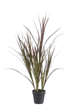 Künstliches Gras - Matilda, 90 cm, Kunstpflanze von aplanta, UV-beständig, im schwarzen Topf, in Natur, für draußen