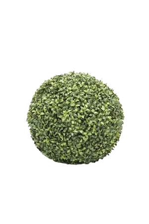 Hochwertiger Buchsbaum künstlich auf transparentem Hintergrund mit echt wirkenden Kunstblättern in natürlicher Anordnung. Künstlicher Buchsbaum Ball - Lothar hat die Farbe Natur und ist 40 cm hoch. | aplanta Kunstpflanzen