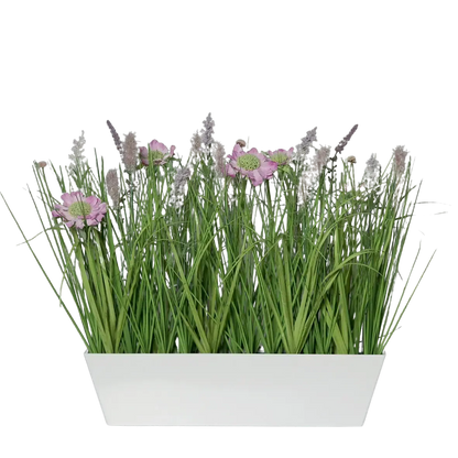 Künstliches Wiesenblumensortiment - Kunzang, 41 cm, Kunstpflanze von aplanta, inkl. Dekotopf, in Pink, für drinnen