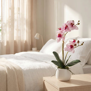 Künstliche Orchidee - Tian, 44 cm, Kunstblume von aplanta, inkl. Dekotopf, in Pink, für drinnen