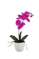 Künstliche Orchidee - Juan, 35 cm, Kunstblume von aplanta, inkl. Dekotopf, Real Touch, in Lila, für drinnen