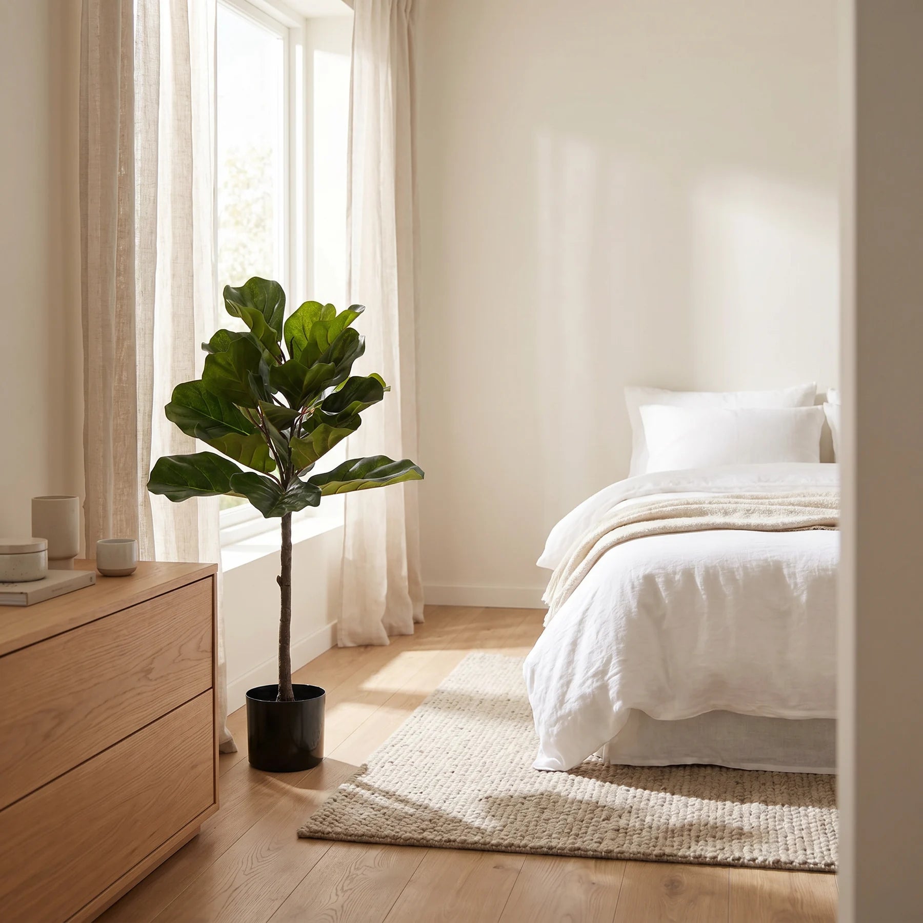 Künstlicher Ficus Lyrata - Niran, 90 cm, Kunstbaum von aplanta, in Grün, für drinnen