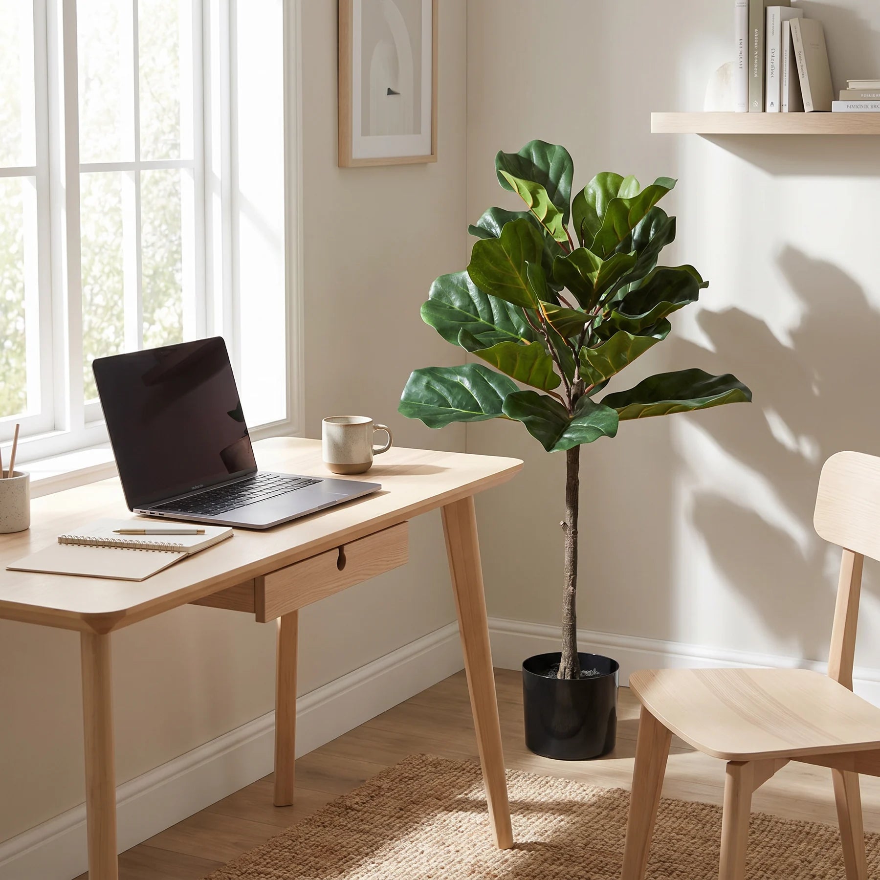 Künstlicher Ficus Lyrata - Niran, 90 cm, Kunstbaum von aplanta, in Grün, für drinnen