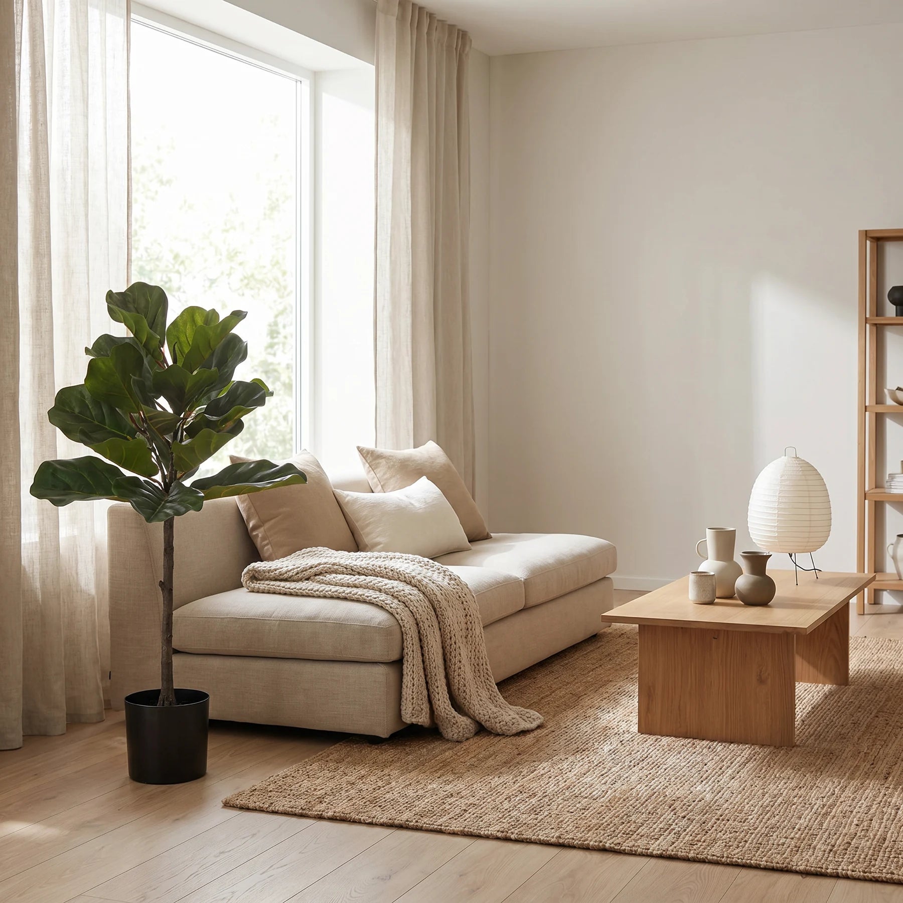 Künstlicher Ficus Lyrata - Niran, 90 cm, Kunstbaum von aplanta, in Grün, für drinnen