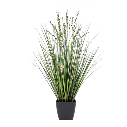 Künstliches Gras - Thadeus, 90 cm, Kunstpflanze von aplanta, mit Fruchtstamm, in Grün, für drinnen