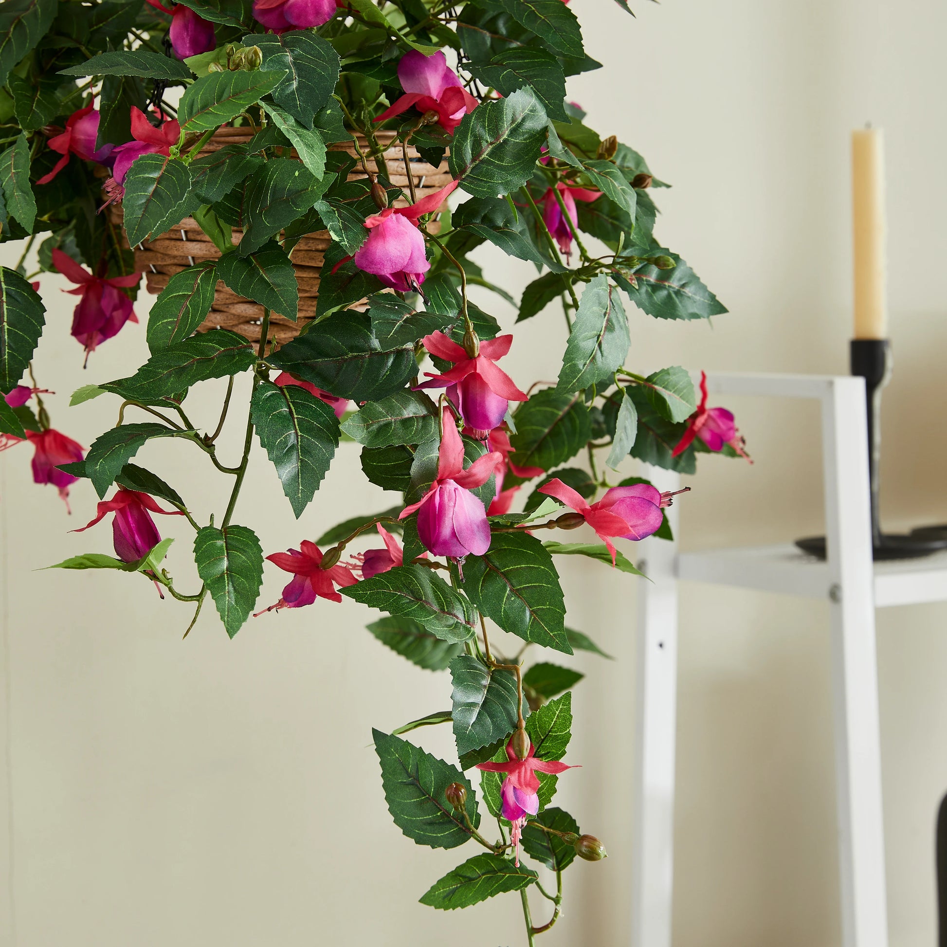 Künstliche Hänge-Fuchsie - Calanthia, 80 cm, Kunstpflanze von aplanta, in Grün, für drinnen