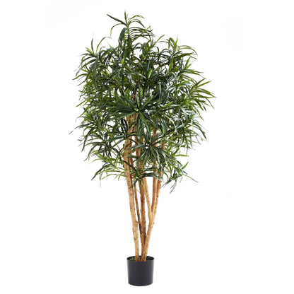 Künstliche Dracaena Reflexa - Maelis, 180 cm, Kunstbaum von aplanta, mit Echtholzstamm, inkl. Startertopf, in Grün