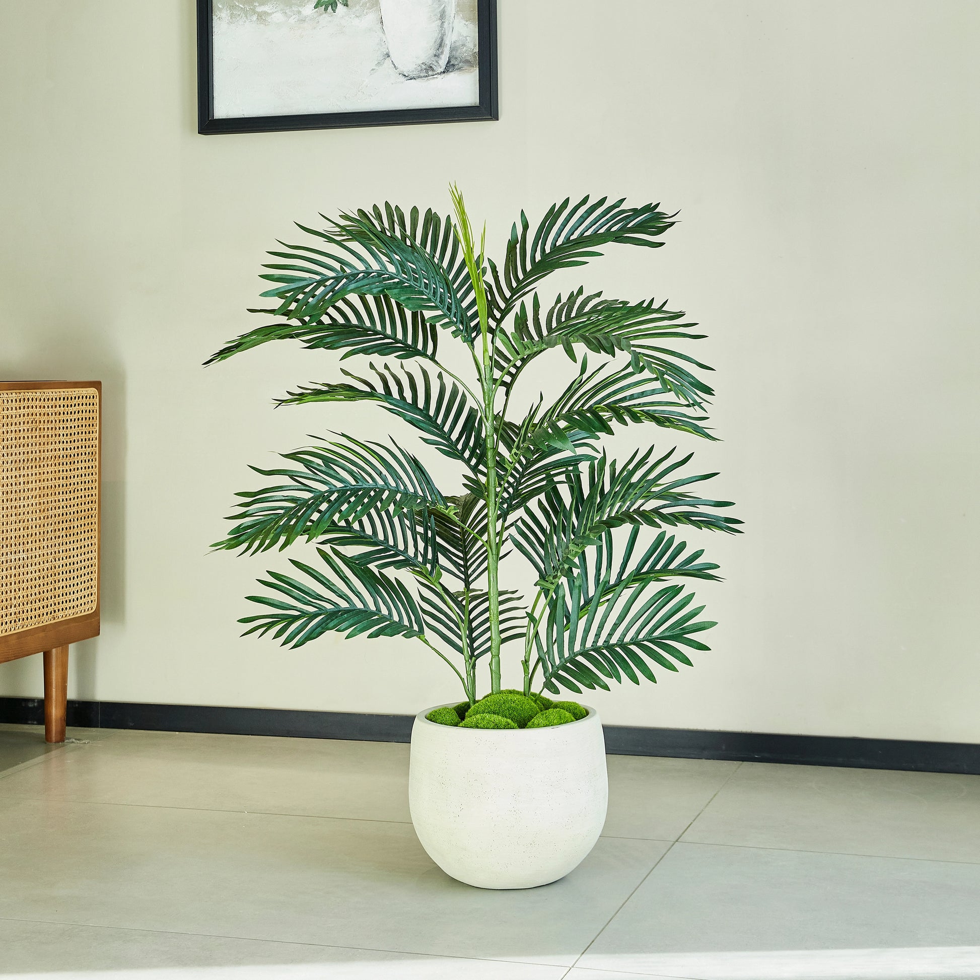 Künstliche Palme - Senara, 90 cm, Kunstbaum von aplanta, inkl. Startertopf, in Grün, für drinnen