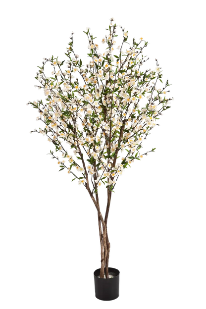 Künstlicher Kirschbaum - Willi, 140 cm, Kunstbaum von aplanta, in Creme, für drinnen