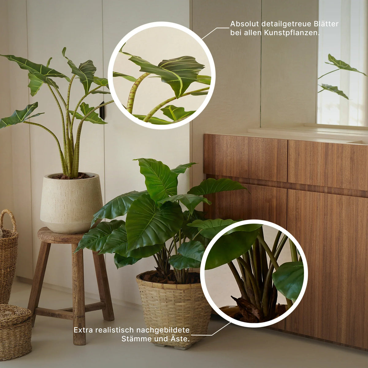 Künstliche Pothos - Jacobo, 82 cm, Kunstpflanze von aplanta, im schwarzen Topf, in Natur, für drinnen