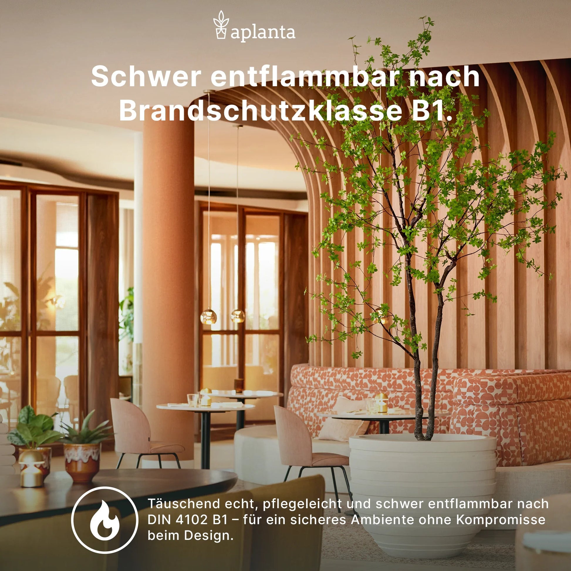 Künstliche Strelitzia - Elisabeth, 103 cm, Kunstbaum von aplanta, feuerhemmend, B1-zertifiziert, in Orange, für drinnen