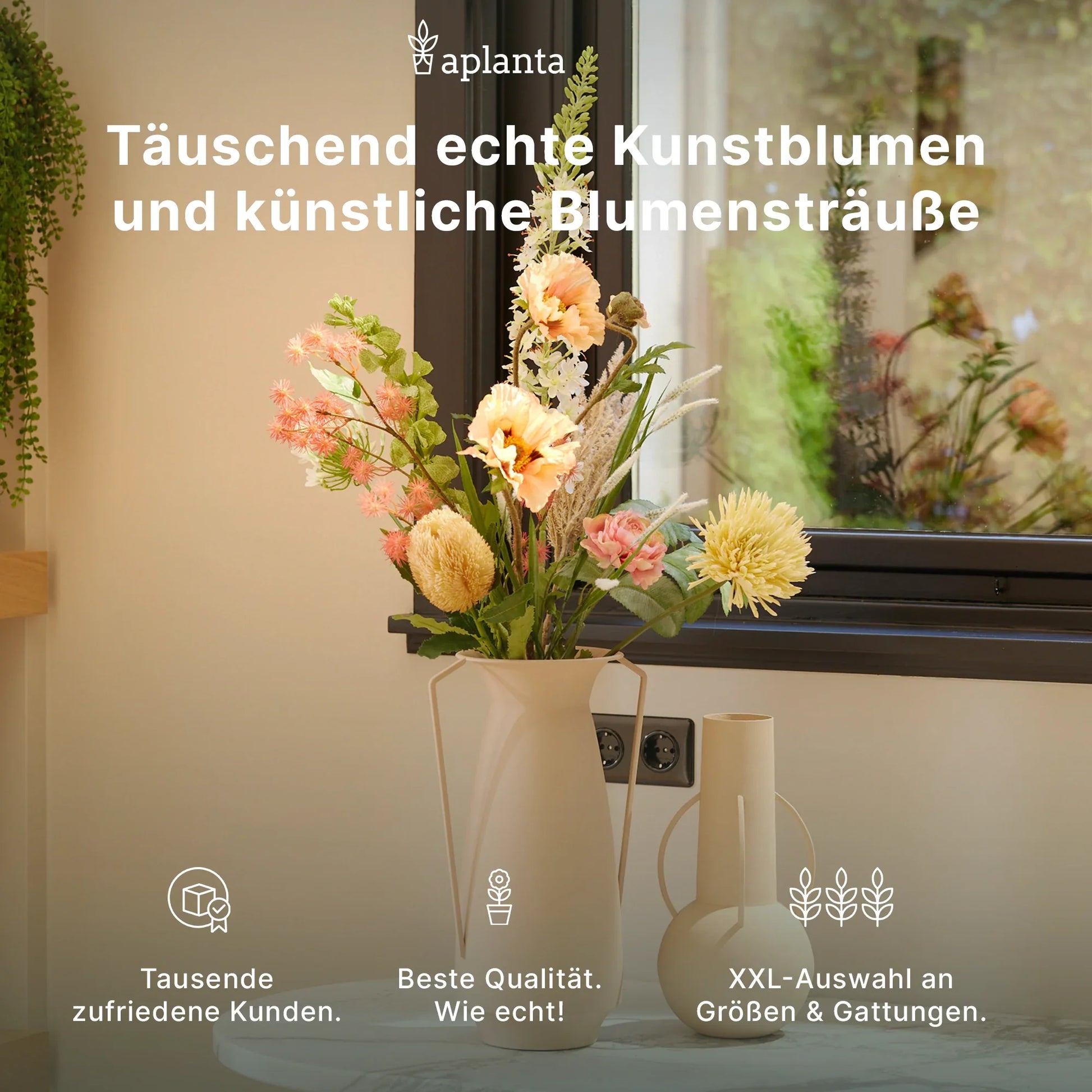 Künstliche Hortensie - Sylvia, 37 cm, Kunstblume von aplanta, in Blau, für drinnen
