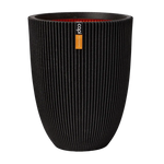 Pflanzkübel elegant niedrig Groove schwarz, 46x58cm, von aplanta, für drinnen & draußen