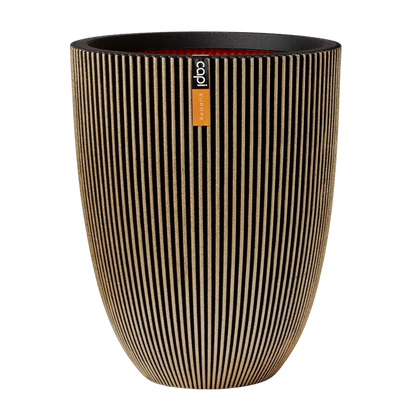 Blumentopf elegant niedrig Groove schwarz gold | 34x46 cm