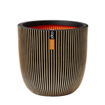 Blumentopf Kugel Groove schwarz gold, 35x34cm, Pflanzkübel von aplanta, in Schwarz-Gold, für drinnen & draußen
