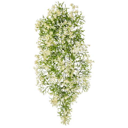 Künstliche Hängeblühpflanze - Winfried, 67 cm, Kunstpflanze von aplanta, feuerhemmend, B1-zertifiziert, Steckpflanze, in Weiß