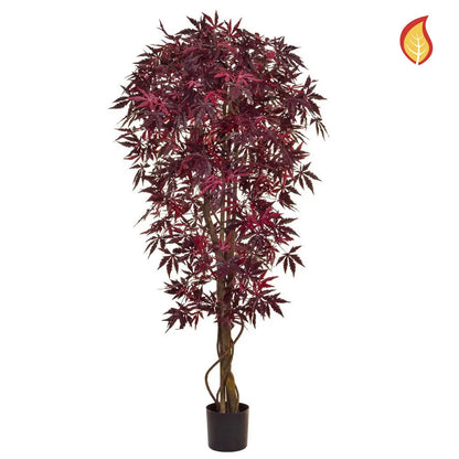 Künstlicher Japannischer Ahorn - Birgit, 150 cm, Kunstpflanze von aplanta, feuerhemmend, B1-zertifiziert, in Rot, für drinnen