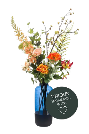 Künstlicher XL Blumenstrauß - Saida auf transparentem Hintergrund mit echt wirkenden Kunstblättern. Diese Kunstpflanze gehört zur Gattung/Familie der "Blumensträuße" bzw. "Kunst-Blumensträuße".