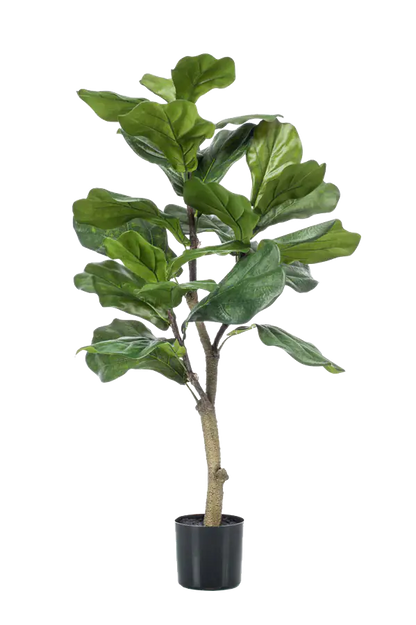Künstlicher Ficus Lyrata - Mona, 90 cm, Kunstbaum von aplanta, im schwarzen Topf, in Natur, für drinnen