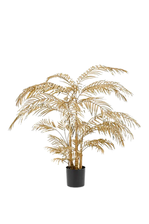 Hochwertige Kunstpalme auf transparentem Hintergrund mit echt wirkenden Kunstblättern in natürlicher Anordnung. Künstliche Areca Palme - Alonzo hat die Farbe Natur und ist 145 cm hoch. | aplanta Kunstpflanzen