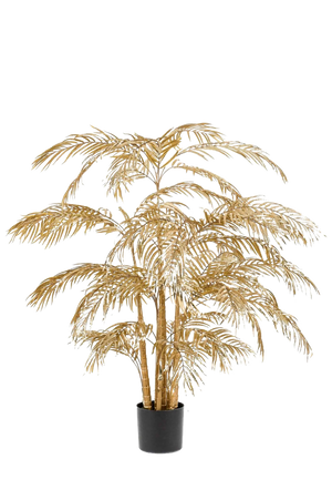 Hochwertige Kunstpalme auf transparentem Hintergrund mit echt wirkenden Kunstblättern in natürlicher Anordnung. Künstliche Areca Palme - Mitzi hat die Farbe Natur und ist 200 cm hoch. | aplanta Kunstpflanzen