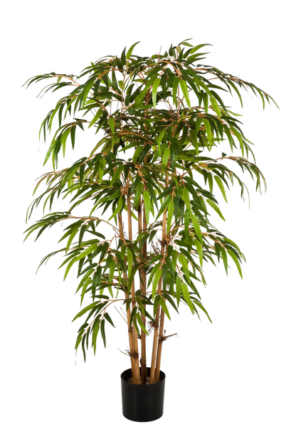 Künstlicher Bambus - Lasse auf transparentem Hintergrund mit echt wirkenden Kunstblättern. Diese Kunstpflanze gehört zur Gattung/Familie der "Bambuse" bzw. "Kunst-Bambuse".