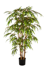 Hochwertiger Kunstbambus auf transparentem Hintergrund mit echt wirkenden Kunstblättern in natürlicher Anordnung. Künstlicher Bambus - Lasse hat die Farbe Natur und ist 210 cm hoch. | aplanta Kunstpflanzen