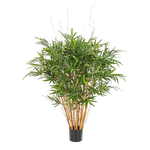 Künstlicher Bambus - Marleen auf transparentem Hintergrund mit echt wirkenden Kunstblättern. Diese Kunstpflanze gehört zur Gattung/Familie der "Bambuse" bzw. "Kunst-Bambuse".