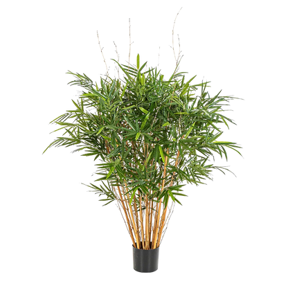 Künstlicher Bambus - Marleen auf transparentem Hintergrund mit echt wirkenden Kunstblättern. Diese Kunstpflanze gehört zur Gattung/Familie der "Bambuse" bzw. "Kunst-Bambuse".